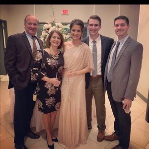 Adriana Pappell Blush Beaded Bridesmaid Dress